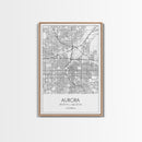 Aurora Street Map, Colorado Map, City Map Print, Travel Lover Gift, Above Bed Art, Minimalist Art, Wall Art, Canvas Print, Canvas Wall Art