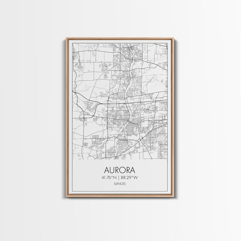 Aurora Street Map, Illinois Map, City Map Wall Art, Daughter Gift, Travel Map, Minimalist Art, Wall Art, Canvas Print, Canvas Wall Art