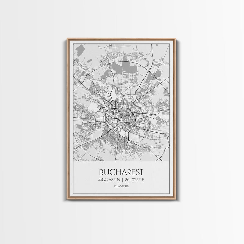 Bucharest Street Map, Romania Map, City Map Art, Modern Art, Wall Art, Canvas Print, Canvas Wall Art, Adventure Wall Art, Vacation Gift