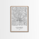 Columbus Street Map, Ohio Map, City Map Art, Minimalist Art, Wall Art, Canvas Print, Canvas Wall Art, Travel Decor, Office Wall Art