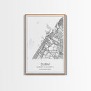 Dubai Street Map, UAE Map, City Map Art, Minimalist Art, Wall Art, Canvas Print, Aviation Gift, Travel Art, Office Décor, Unique Wall Art