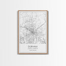 Durham Street Map, North Carolina Map, City Map Art, Minimalist Art, Wall Art, Canvas Print, Traveler Gift, Travel Wall Décor