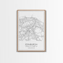 Edinburgh Street Map, United Kingdom Map, Europe City Map Art, Minimalist Art, Wall Art, Canvas Print, Travel Décor, Living Room Wall Art,