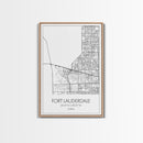 Fort Lauderdale Street Map, California Map, City Map Art, Minimalist Art, Wall Art, Canvas Print, Travel Art, Game Room Décor, Travel Gifts