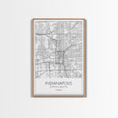 Indianapolis Street Map, Indiana Map, City Map Art, Minimalist Art, Wall Art, Canvas Print, Travel Wall Art, Gifts For Him, Living Room Art