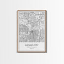 Kansas City Street Map, Missouri Map, City Map Art, Modern Wall Art, Wall Art, Canvas Print, Birthday Gift, Master Bedroom, Travel Wall Art