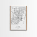 Miami Street Map, Florida Map, City Map Art, Modern Art, Wall Art, Canvas Print, Gift For Mom, Bedroom Wall Décor, Travel Wall Art