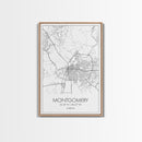 Montgomery Street Map, Alabama Map, City Map Art, Modern Art, Wall Art, Canvas Print, Bedroom Print, Family Gift, Travel Wall Décor