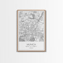 Munich Street Map, Germany Map, Europe City Map Art, Modern Art, Wall Art, Canvas Print, Dorm Wall Décor, Holiday Gift, Travel Wall Print