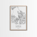 Norfolk Street Map, Virginia Map, City Map Art, Modern Art, Wall Art, Canvas Print, Bedroom Décor, College Student Gift, Travel Print