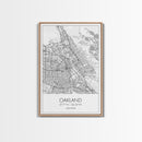 Oakland Street Map, California Map, City Map Art, Modern Art, Wall Art, Canvas Print, Living Room Art, Gift For Her, Adventure Wall Art