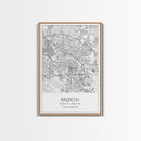 Raleigh Street Map, North Carolina Map, City Map Art, Minimalist Art, Wall Art, Canvas Print, Travel Lover Gift, Bedroom Wall Art