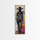 Mysterious Cowboy Art Framed Canvas Print, Southwest Wall Art, Moody Art, Rustic Wall Art, Dark Romance Painting, Extra Wide Art