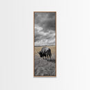 Lone Bison in Field Framed Canvas Print | Rustic Wall Art | Moody Art | Wildlife Painting | Farmhouse Decor | Southwest Wall Art | Gift Idea