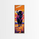 Vibrant Bison Canvas Print Pink Orange Wall Art Southwest Wall Art Rustic Art Tall Narrow Art Gift Idea Him