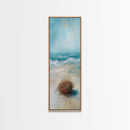 Serene Beach Nest Framed Canvas Print coastal landscape art wabi sabi wall art minimalist art nautical decor ocean painting seascape