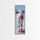 Realistic Longhorn Portrait Framed Canvas Print black cowgirl painting rustic wall art farmhouse decor western art bull and bear art