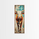 Abstract Western Bull Framed Canvas Print rustic decor farmhouse wall art southwest wall art geometric wall art gift idea for him