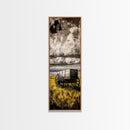 Black and White Wagon Canvas Print farmhouse art, rustic wall art, barn landscape oil painting, extra wide art, southwest wall art