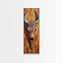 Vibrant Skull Art Framed Canvas Print, Western Wall Art, Skull Art, Boho Art, Southwest Decor, Moody Art, Rustic Wall Art, Halloween Art