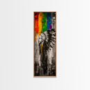 Black and White Headdress Canvas Print Moody Art African Art Dark Angels Wall Art Colorful Graffiti Wall Art Tall Narrow Art