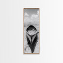 Tranquil Canoe on Misty Lake, Canvas Print, landscape painting, minimalist art, zen wall art, nature art, lake Tahoe art, bedroom art