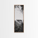 Dusty Cattle Drive, Western Landscape, Framed Canvas Print, Rustic Wall Art, Moody Art, Extra Wide Art, Southwest Wall Art