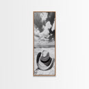 Straw Cowboy Hat, Beach Photography, Framed Canvas Print, Coastal Cowgirl, Wall Art, Rustic Décor, Minimalist Wall Art