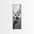 Texas Longhorn Art, Canvas Print, rustic decor, bull and bear art, cowboy western wall art, farmhouse decor, barn landscape oil painting