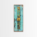 Textured Rustic Art, Canvas Print, Wabi Sabi Wall Art, Teal Wall Art, Abstract Minimalist Art, Tall Narrow Art, Farmhouse Decor