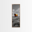 Nostalgic Wagon Trail Framed Canvas Print | Western Decor | Rustic Wall Art | Moody Landscape Art | Farmhouse Painting | Gift Idea | Panoramic Art