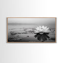 Lotus, Zen Wall Art, Minimalist Art, Coastal Landscape Art, Wabi Sabi Art, Panoramic Art, Moody Art, Framed Canvas Print