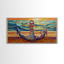 Anchor at Sunset, nautical painting, coastal decor, ocean art, framed canvas print, above sofa art, beach house decor, seascape
