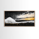 Ocean Waves, coastal wall art, nautical painting, seascape painting, moody art, extra wide art, framed canvas print, panoramic painting