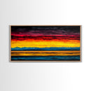 Sunset Over Water, Colorful Horizon Painting, Coastal Wall Art, Extra Wide Art, Framed Canvas Print, Above Sofa Art, Ocean Lover Gift