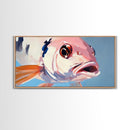 Koi Fish Painting, Light Pink Wall Art, Coastal Wall Art, Nautical Decor, Framed Canvas Print, Gift Idea, Living Room Art, Ocean Art