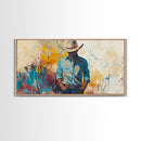 Cowboy Art, Western Painting, Rustic Wall Art, Vintage Horse Art, Dark Romance Painting, Moody Art, Extra Wide Art, Framed Canvas Print