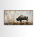 Bison Painting, Framed Canvas Print, Rustic Wall Art, Moody Art, Southwest Wall Art, Extra Wide Art, Farmhouse Art, Above Couch Art