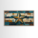 Lone Star Art, Framed Canvas Print, Rustic Wall Art, Southwest Wall Art, Geometric Wall Art, Extra Wide Art, Above Couch Art, Farmhouse Decor