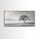 Solitary Tree, Minimalist Art, Landscape Painting, Oak Tree Art, Extra Wide Art, Moody Art, Wabi Sabi Wall Art, Framed Canvas Print