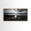 Beach Bonfire, coastal decor, nautical wall art, seascape painting, moody art, rustic wall art, dark romance painting, Canvas Print