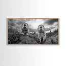 Prairie dogs, whimsical art, rustic wall art, farmhouse art, nature painting, extra wide art, above couch art, framed canvas print
