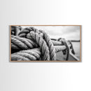 Nautical rope, rustic art, coastal decor, nautical wall art, maritime painting, extra wide art, panoramic painting, framed canvas print