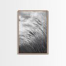 Wind Blowing Grass, moody art, wabi sabi art, landscape painting, farmhouse art, rustic decor, minimalist art, framed canvas print