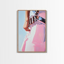 Pink cowgirl, western belt, black cowgirl painting, light pink wall art, southwestern art, cowboy aesthetic, framed canvas print, rustic art