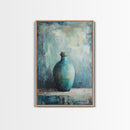 Teal Bottle, Wabi Sabi Art, Minimalist Wall Art, Canvas Print, Green Wall Art, Rustic Decor, Sage Green Wall Art, Moody Art, Gift Idea