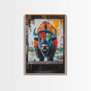Abstract Bison, Graffiti Wall Art, Bold Colors, Rustic Wall Art, Framed Canvas Print, Farmhouse Art, Southwest Decor, Western Art