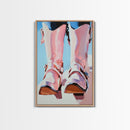 Cowboy Boots Painting, Coastal Cowgirl Wall Art, Western Decor, Farmhouse Art, Framed Canvas Print, Rustic Aesthetic, Bedroom Art, Gift Idea