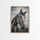 Painted Horse, Mosaic Wall Art, Blotter Art, Horse Wall Art, Boho Art, Colorful Western Art, Canvas Print, Gift Idea