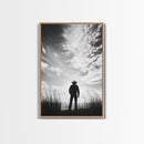 Lone Cowboy, coastal cowgirl wall art, moody art, western art, rustic decor, wabi sabi art, framed canvas print, extra wide art
